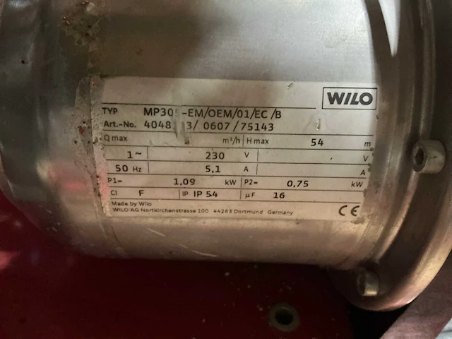 Wilo mp305-em/oem/01/ec/b hydrofoorpomp (2x) - afbeelding 10 van  11