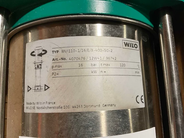 Wilo mv110-1/16/e/3-400-50-2 centrifugaal pompunit (3x) - afbeelding 2 van  3