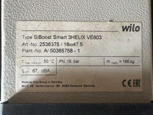 Wilo siboost smart 3 helix ve603 pomp unit - afbeelding 9 van  17