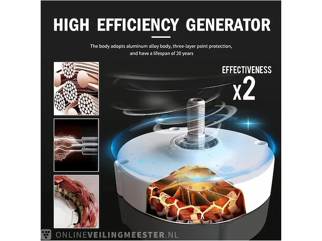Windgenerator turbine set voor mastbevestiging gear - afbeelding 7 van  9