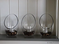 Windlichten, glas - 3 stuks - afbeelding 1 van  3