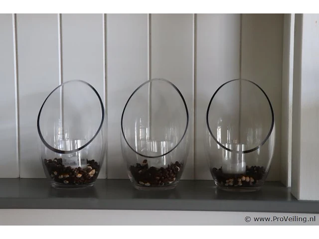 Windlichten, glas - 3 stuks - afbeelding 1 van  3