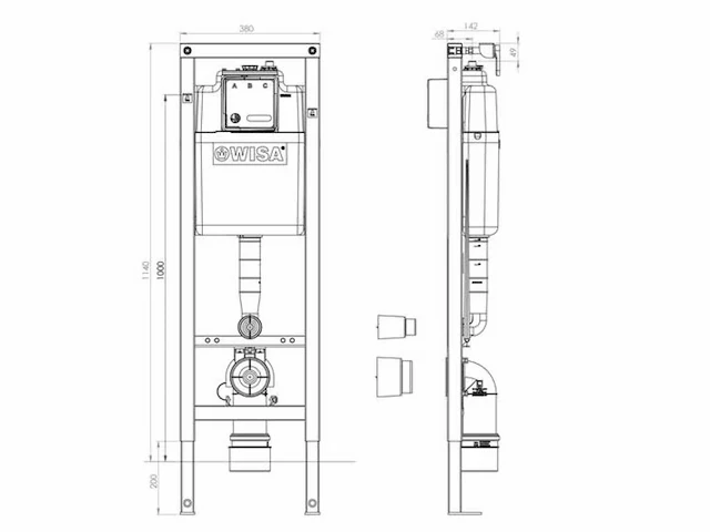Wisa xs 114 wc-element met drukplaat - afbeelding 2 van  3