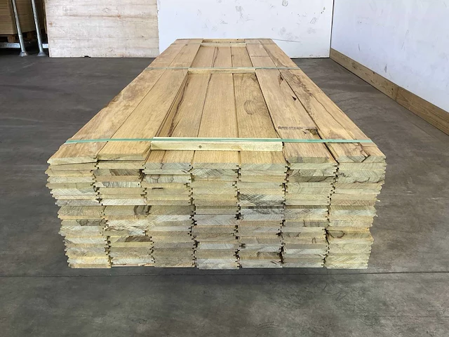 Wit afrikaans eikenhouten fraké plank 300x14x2 cm (14x) - afbeelding 2 van  7