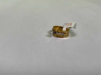Wit en geelgouden fantasie solitair ring - afbeelding 2 van  4