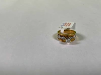 Wit en geelgouden fantasie solitair ring - afbeelding 3 van  4