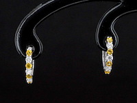 Witgoud oorbellen met oranje saffieren en diamanten - afbeelding 3 van  7