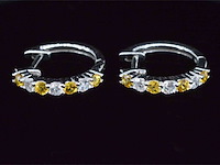 Witgoud oorbellen met oranje saffieren en diamanten - afbeelding 5 van  7