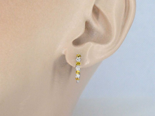 Witgoud oorbellen met oranje saffieren en diamanten - afbeelding 7 van  7