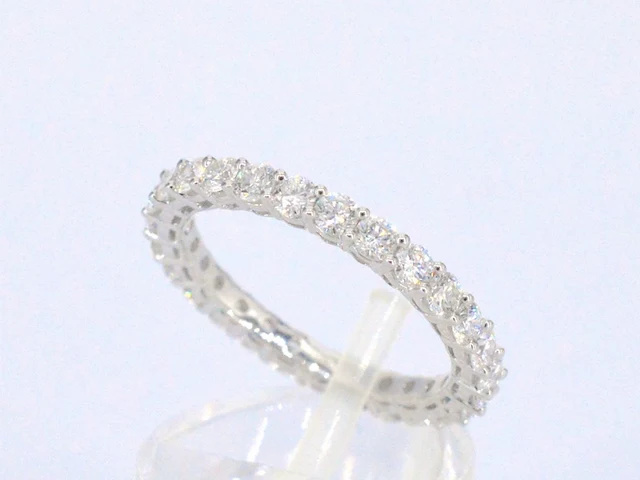 Witgouden alliance ring met briljant geslepen diamant - afbeelding 4 van  9