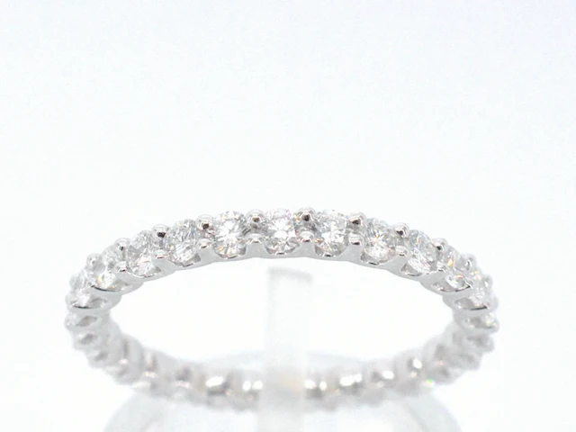 Witgouden alliance ring met briljant geslepen diamant - afbeelding 1 van  10