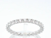 Witgouden alliance ring met briljant geslepen diamant - afbeelding 1 van  10