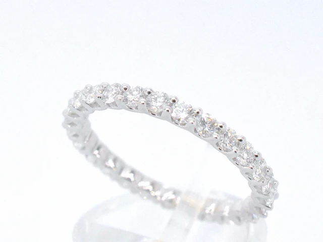 Witgouden alliance ring met briljant geslepen diamant - afbeelding 4 van  10