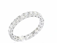 Witgouden alliance ring met briljant geslepen diamant - afbeelding 4 van  11