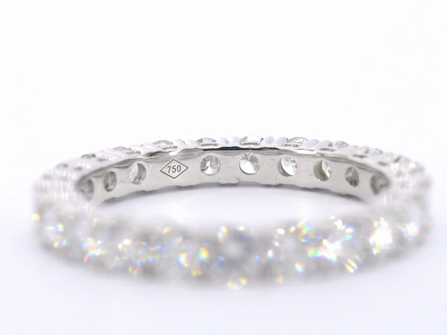 Witgouden alliance ring met briljant geslepen diamant - afbeelding 9 van  11