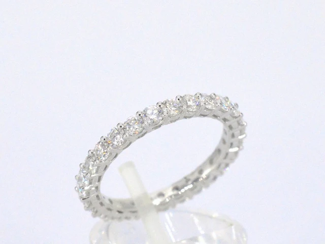 Witgouden alliance ring met briljant geslepen diamant - afbeelding 5 van  9
