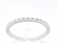 Witgouden alliance ring met briljant geslepen diamant - afbeelding 1 van  10