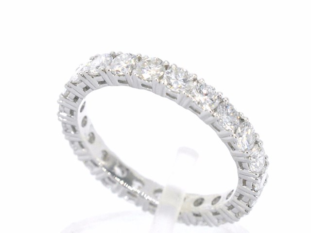 Witgouden alliance ring met briljant geslepen diamant - afbeelding 3 van  9