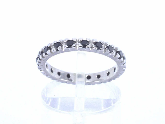 Witgouden alliance ring met zwarte diamanten - afbeelding 2 van  8