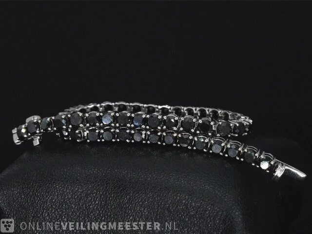 Witgouden armband met 16.00 carat zwarte briljant geslepen diamanten - afbeelding 1 van  10