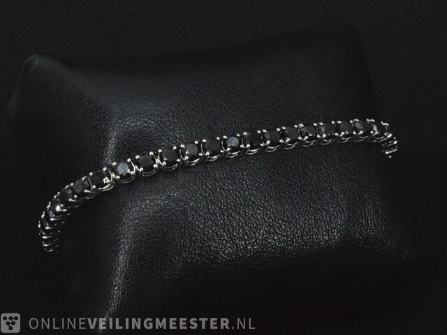 Witgouden armband met 16.00 carat zwarte briljant geslepen diamanten - afbeelding 3 van  10