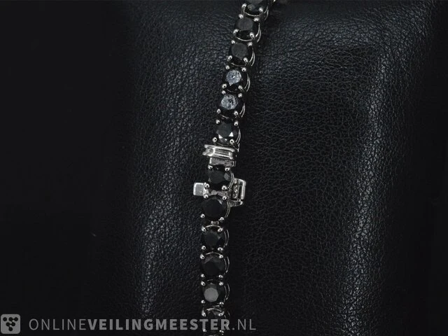 Witgouden armband met 16.00 carat zwarte briljant geslepen diamanten - afbeelding 6 van  10