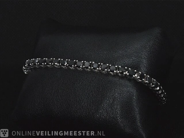 Witgouden armband met 16.00 carat zwarte briljant geslepen diamanten - afbeelding 7 van  10