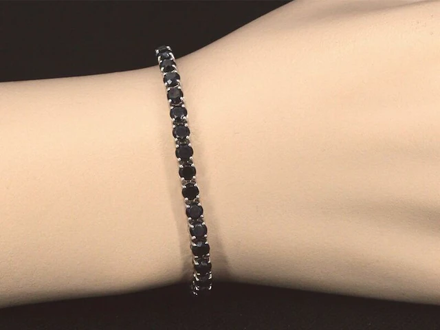Witgouden armband met 16.00 carat zwarte briljant geslepen diamanten - afbeelding 2 van  11