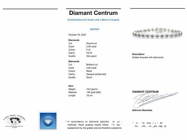 Witgouden armband met diamanten en briljanten 5.80 carat - afbeelding 7 van  7