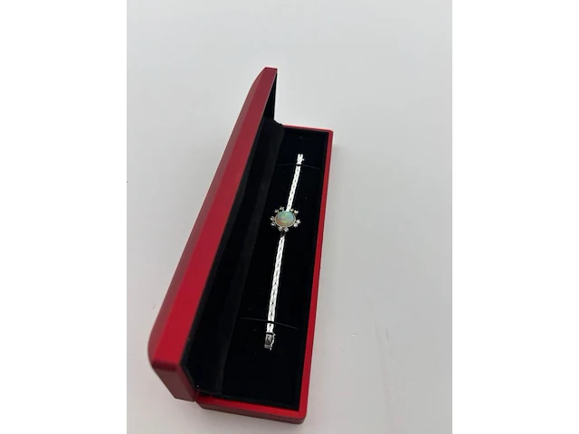 Witgouden armband met diamanten en een bijzondere opaal natuurlijk , goud - afbeelding 2 van  6