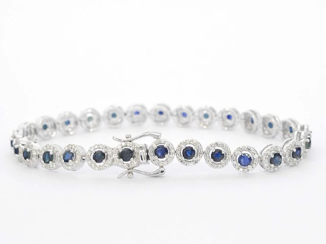 Witgouden armband met diamanten en saffieren 6.20 carat - afbeelding 3 van  8