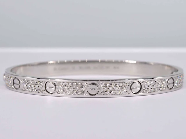 Witgouden armband met diamanten - afbeelding 1 van  6