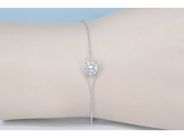 Witgouden armband met een diamanten bedel - afbeelding 2 van  6