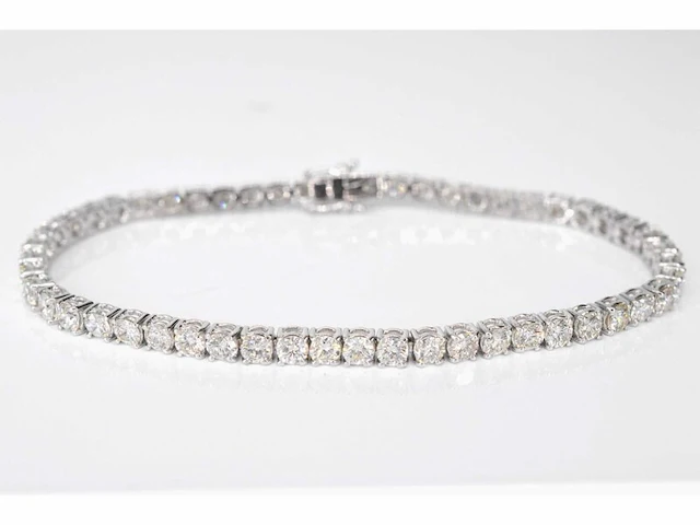 Witgouden armband vol met briljant geslepen diamanten 5.40 carat - afbeelding 1 van  6