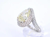 Witgouden bijzondere diamanten ring met een pear shape diamant van 3.00 carat - afbeelding 3 van  7