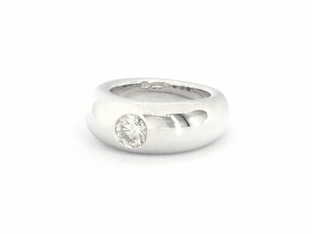 Witgouden brede ring met een grote diamant - afbeelding 3 van  8