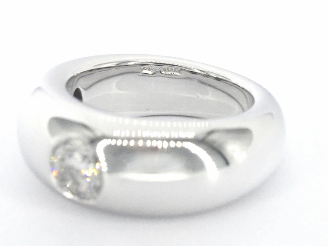 Witgouden brede ring met een grote diamant - afbeelding 6 van  8