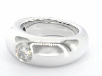 Witgouden brede ring met een grote diamant - afbeelding 6 van  8