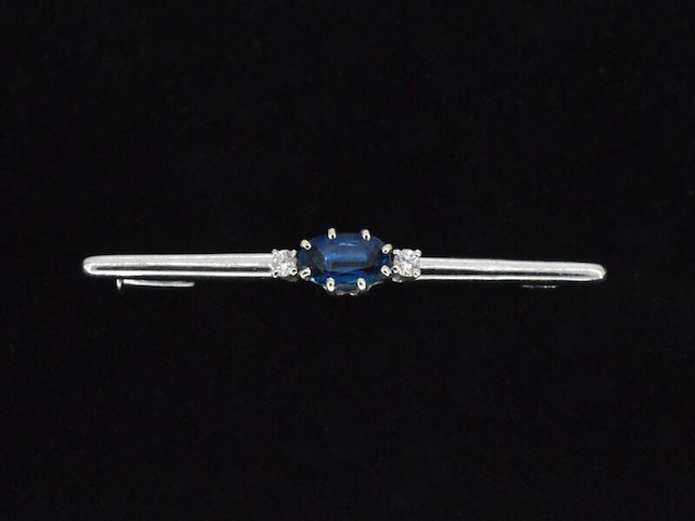 Witgouden broche met edelsteen - afbeelding 1 van  5
