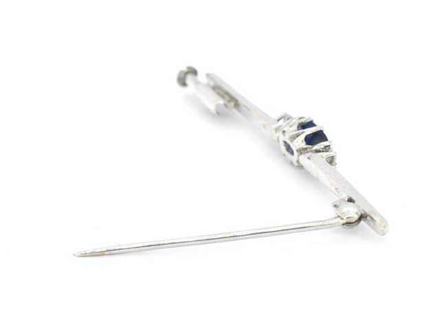 Witgouden broche met edelsteen - afbeelding 4 van  5