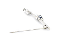 Witgouden broche met edelsteen - afbeelding 4 van  5