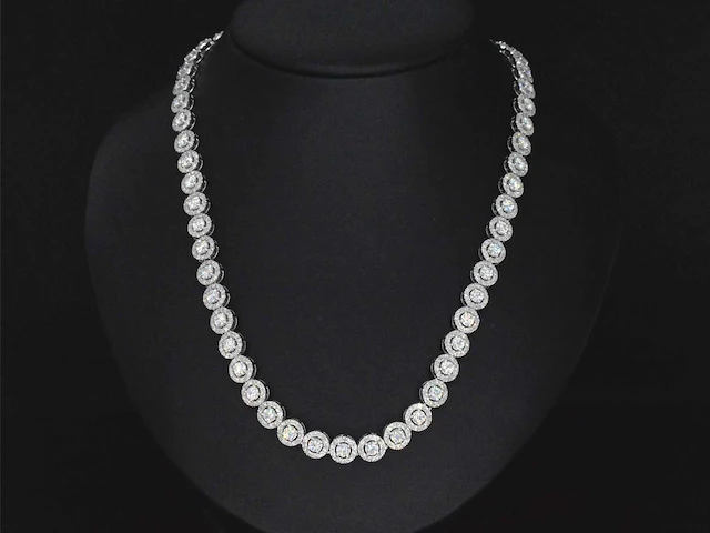 Witgouden collier diamant briljant 12.50 ct - afbeelding 2 van  8
