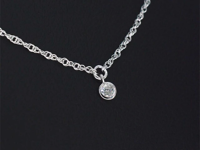 Witgouden collier met diamant - afbeelding 1 van  8