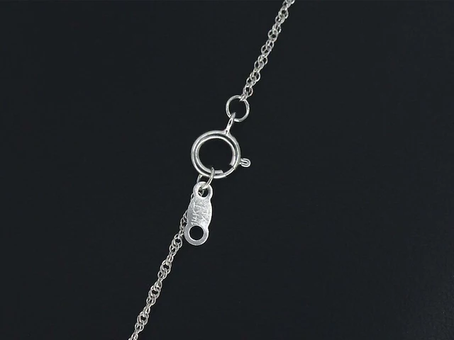 Witgouden collier met diamant - afbeelding 6 van  8