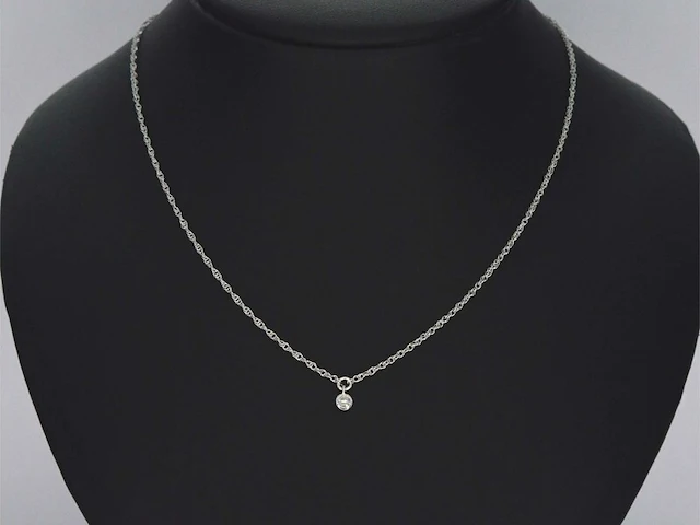 Witgouden collier met diamant - afbeelding 2 van  8