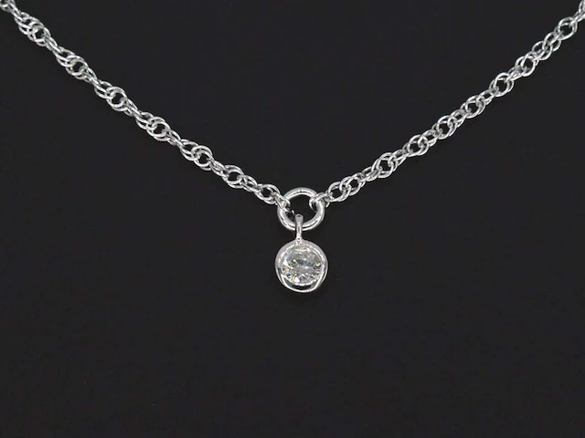 Witgouden collier met diamant - afbeelding 5 van  8