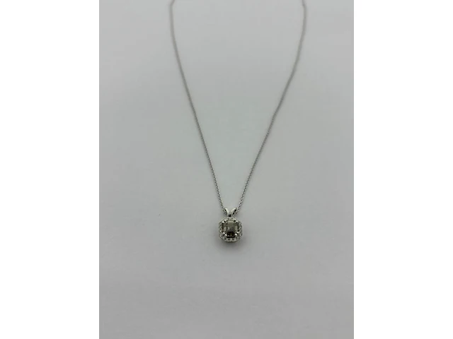 Witgouden collier met diamanten en fancy diamant, witgoud - afbeelding 1 van  13