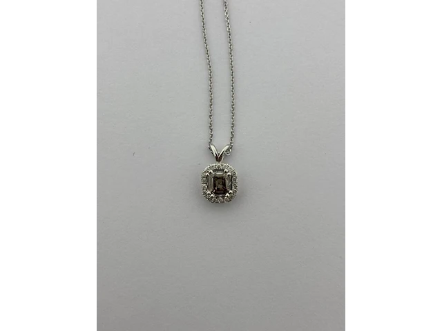 Witgouden collier met diamanten en fancy diamant, witgoud - afbeelding 6 van  13