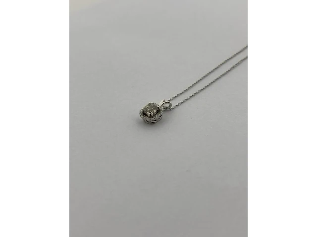 Witgouden collier met diamanten en fancy diamant, witgoud - afbeelding 7 van  13