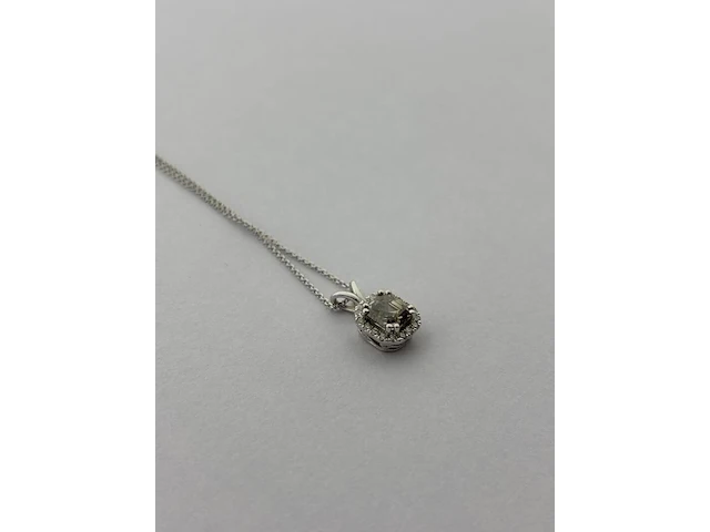 Witgouden collier met diamanten en fancy diamant, witgoud - afbeelding 8 van  13